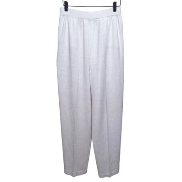 VINTAGE St John Collection Marie Gray Santana Knit Ivory Knit Pant Sweater Set - Picture 11 of 16